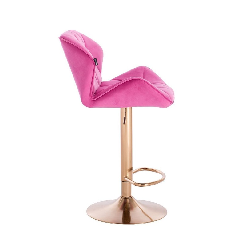 Fotel Hr111W Malinowy Welur Złota Podstawa