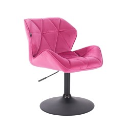 Fotel Hr111N Malinowy Welur Czarna Podstawa