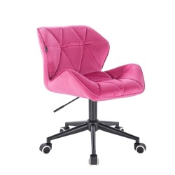 Fotel Hr111K Malinowy Welur Czarna Podstawa