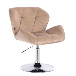 Fotel Hr111N Latte Welur Chromowana Podstawa