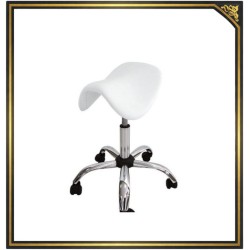 White adjustable salon saddle stool