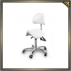 Biały taboret siodłowy z oparciem