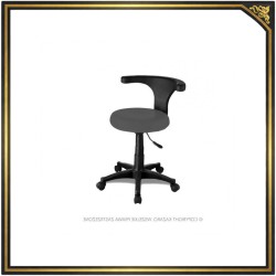 Grafitowy taboret kosmetyczny z podłokietnikami