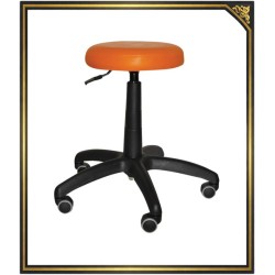 Orange medical stool on casters