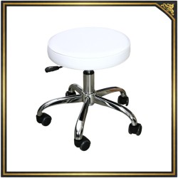 White upholstered chrome pedicure stool