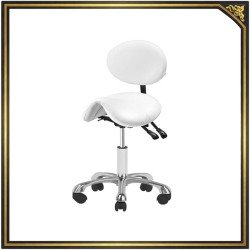 White cosmetic stool with casters