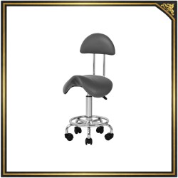Gray cosmetic stool with backrest