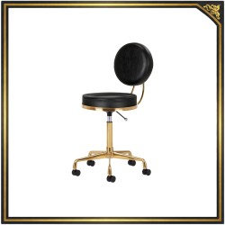 Czarno-złoty taboret kosmetyczny z oparciem