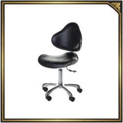 Czarny taboret kosmetyczny z oparciem