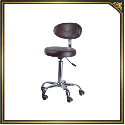 Brown salon stool with backrest