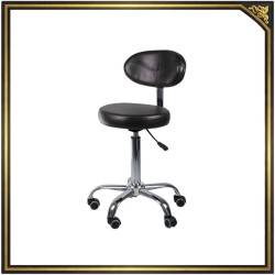 Czarny taboret kosmetyczny z oparciem