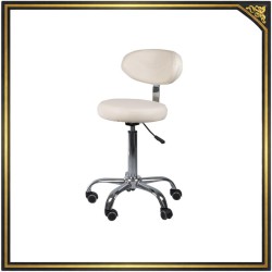 Cream salon stool with backrest