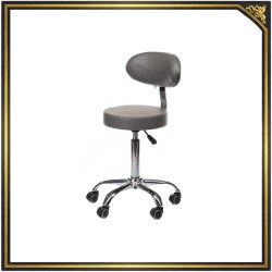 Gray cosmetic stool with backrest