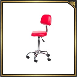 Red cosmetic stool with backrest