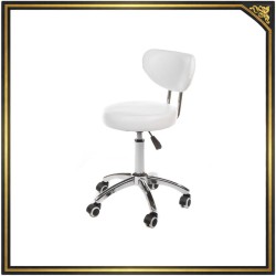 White cosmetic stool with backrest