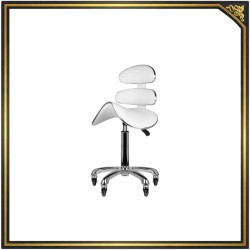 White salon stool with casters