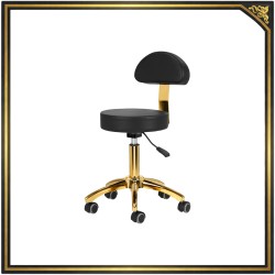 Gold frame black cushioned stool