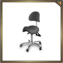 Grafitowy taboret siodłowy z oparciem