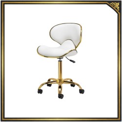 White cosmetic stool gold base
