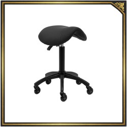 Czarny taboret fryzjerski na kółkach