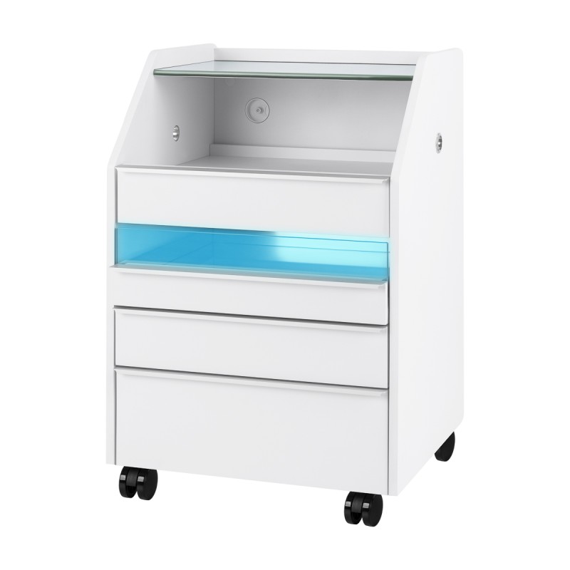 White podiatry trolley with drawers