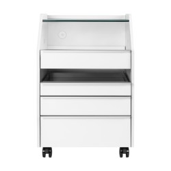 White podiatry trolley with drawers