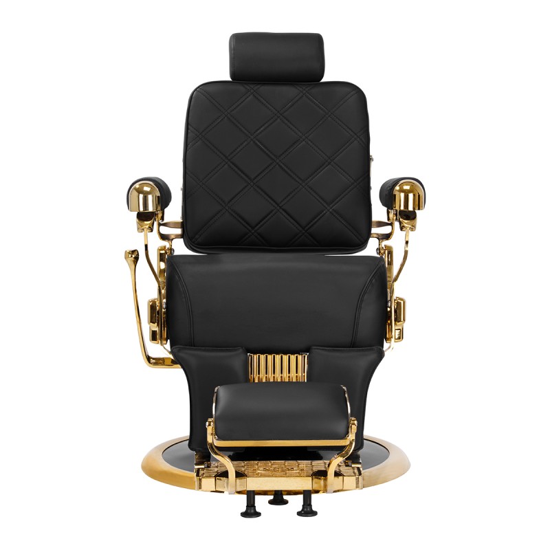 Black barber chair gold accents