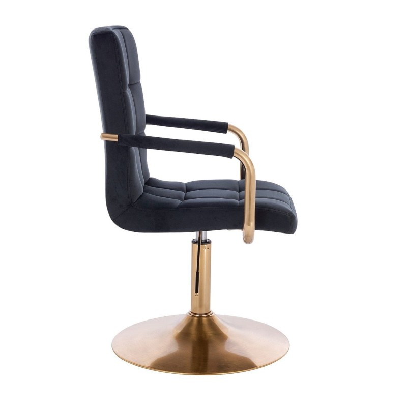 Gold base black velvet chair