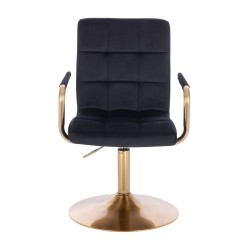 Black velvet salon chair gold