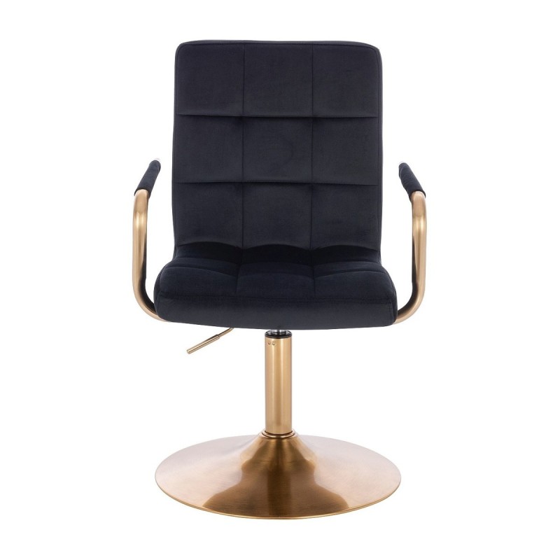 Black velvet salon chair gold