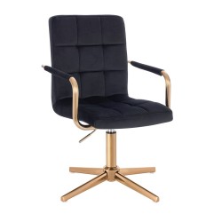 Black velvet chair gold cross-base