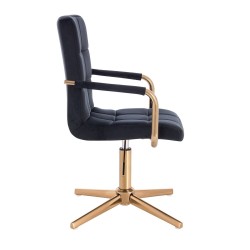 Black velvet cosmetic chair gold-base