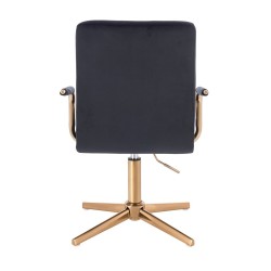 Black velvet cosmetic chair gold-base