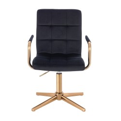 Black velvet salon chair gold-base