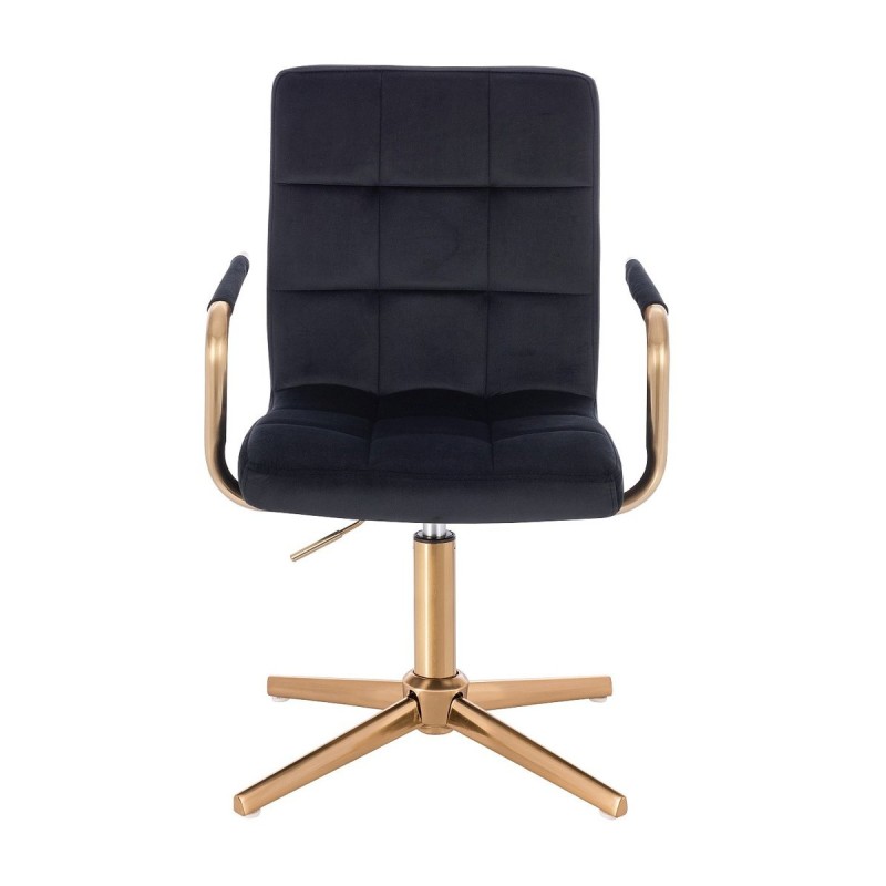 Black velvet salon chair gold-base