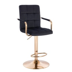 Welurowy hoker z złotą podstawą