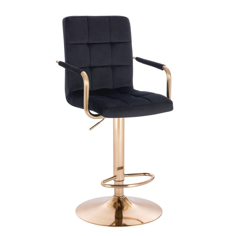 Welurowy hoker z złotą podstawą