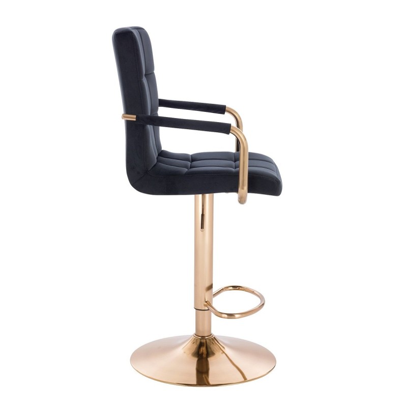 Black velour stool gold base
