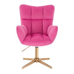 Fotel Hr650Cross Malinowy Welur Złota Podstawa