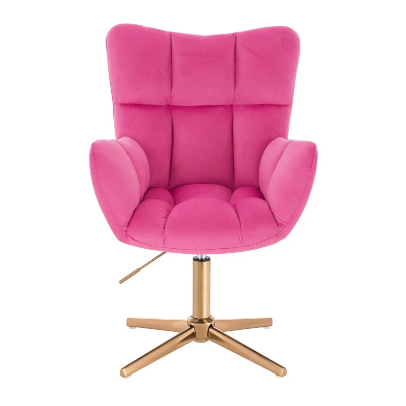 Fotel Hr650Cross Malinowy Welur Złota Podstawa