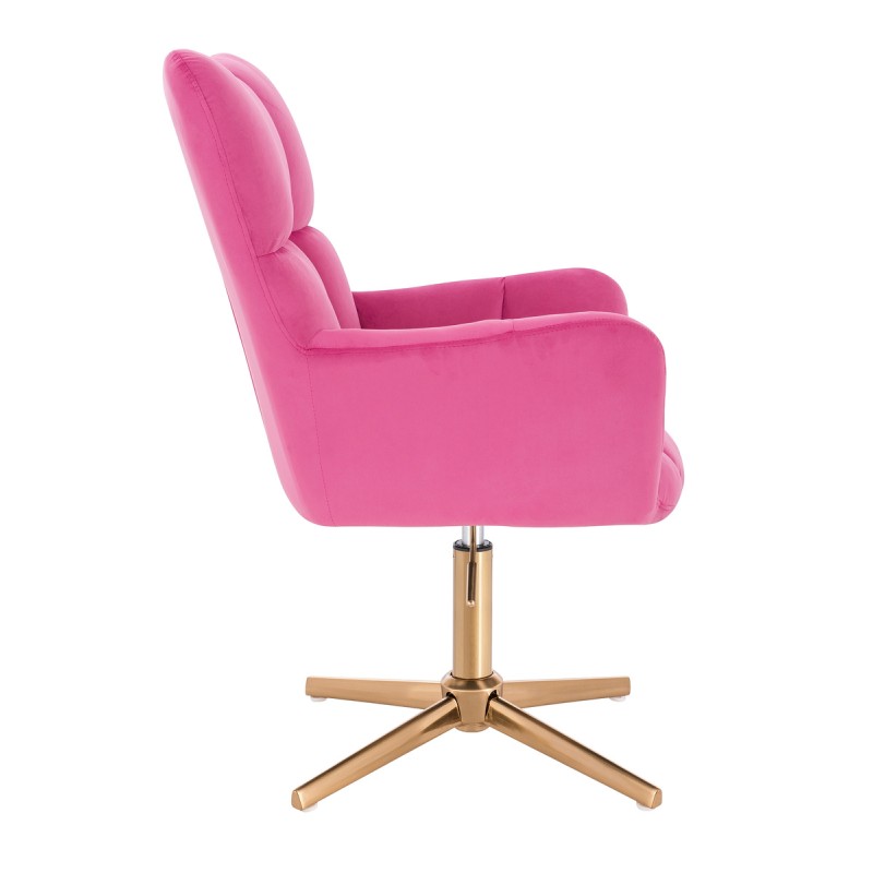 Fotel Hr650Cross Malinowy Welur Złota Podstawa