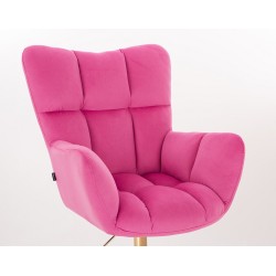 Fotel Hr650Cross Malinowy Welur Złota Podstawa