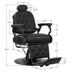 Fotel barberski Gabbiano Francesco czarny z czarną podstawą
