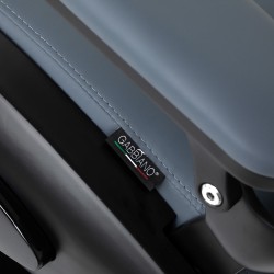 Fotel barberski Gabbiano Francesco grafitowy z czarną podstawą