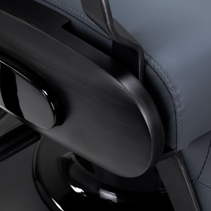 Fotel barberski Gabbiano Francesco grafitowy ze szczotkowaną podstawą