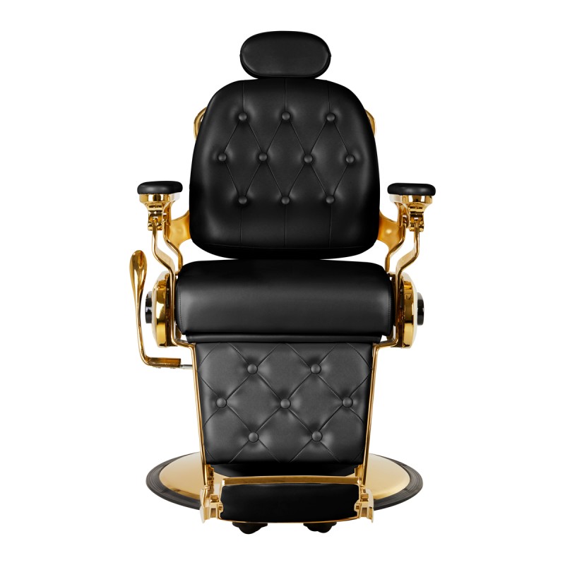 Fotel barberski Gabbiano Francesco czarny ze złotą podstawą