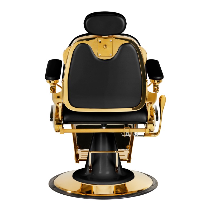 Fotel barberski Gabbiano Francesco czarny ze złotą podstawą