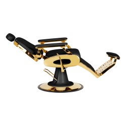 Fotel barberski Gabbiano Francesco czarny ze złotą podstawą