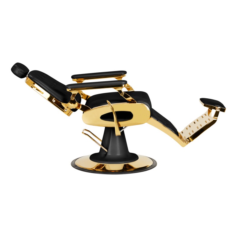 Fotel barberski Gabbiano Francesco czarny ze złotą podstawą