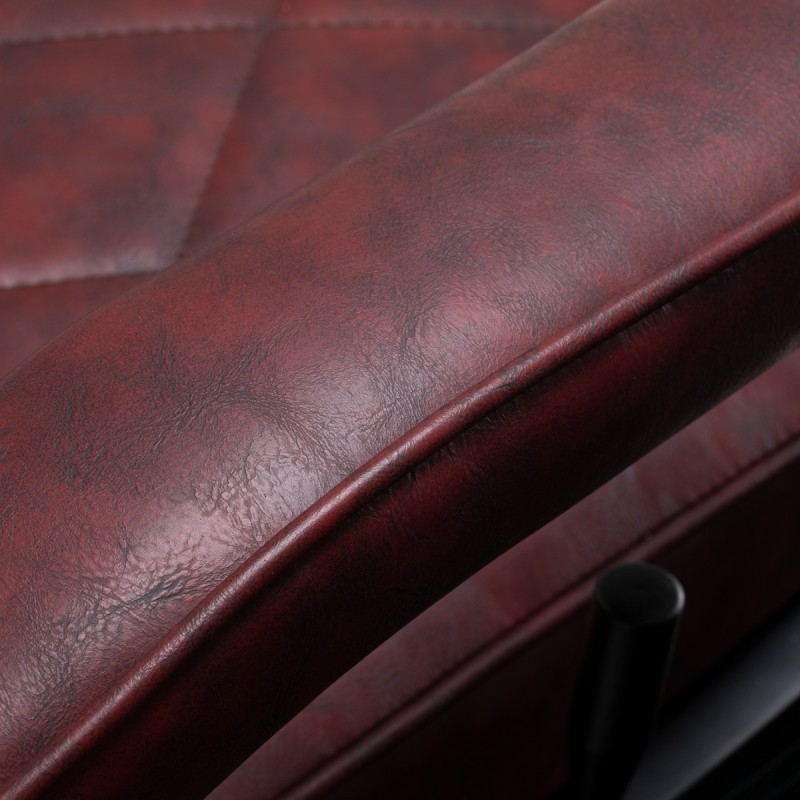 Fotel barberski Hair System BM88066B bordowy na czarnej podstawie